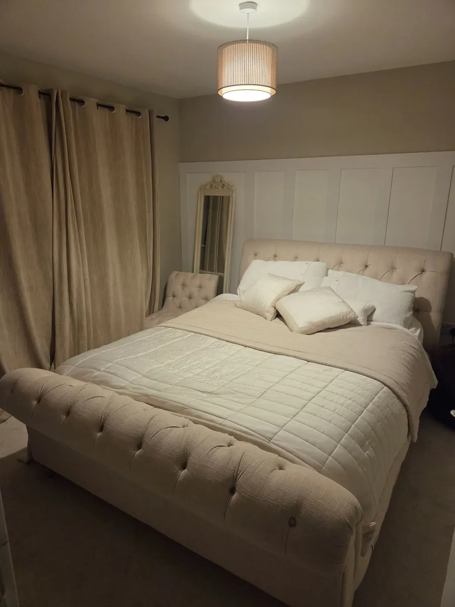 Upholstered Scroll Bed Frame (King Size) - Image 1