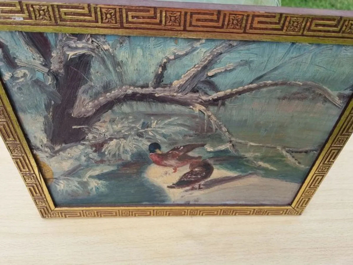 Vintage oil painting of ducks - Image 3