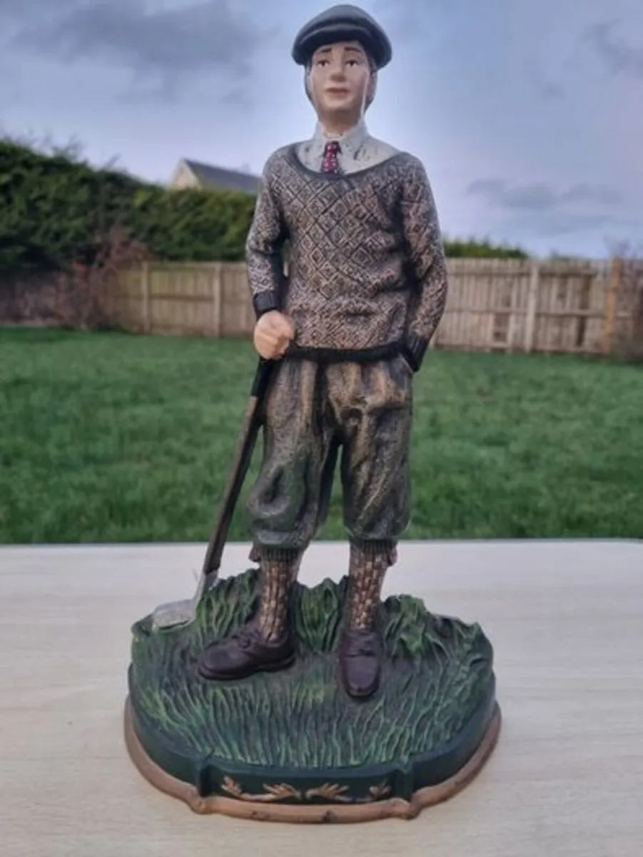 Vintage Large Cast Iron Golfer Door Stop - Image 1