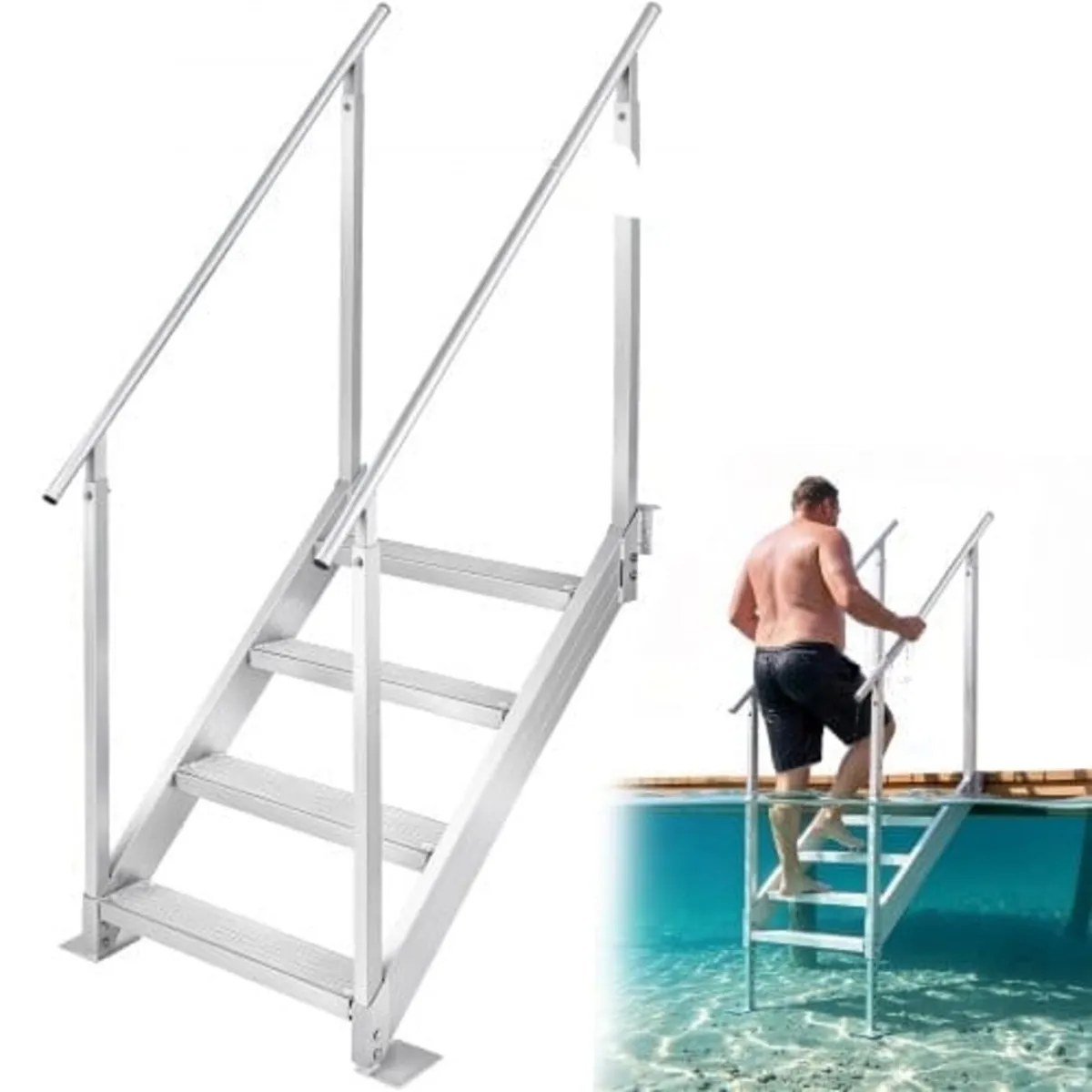 Dock Ladder 4 Step, Dock Stairs 30''-38'' Adjustab - Image 1
