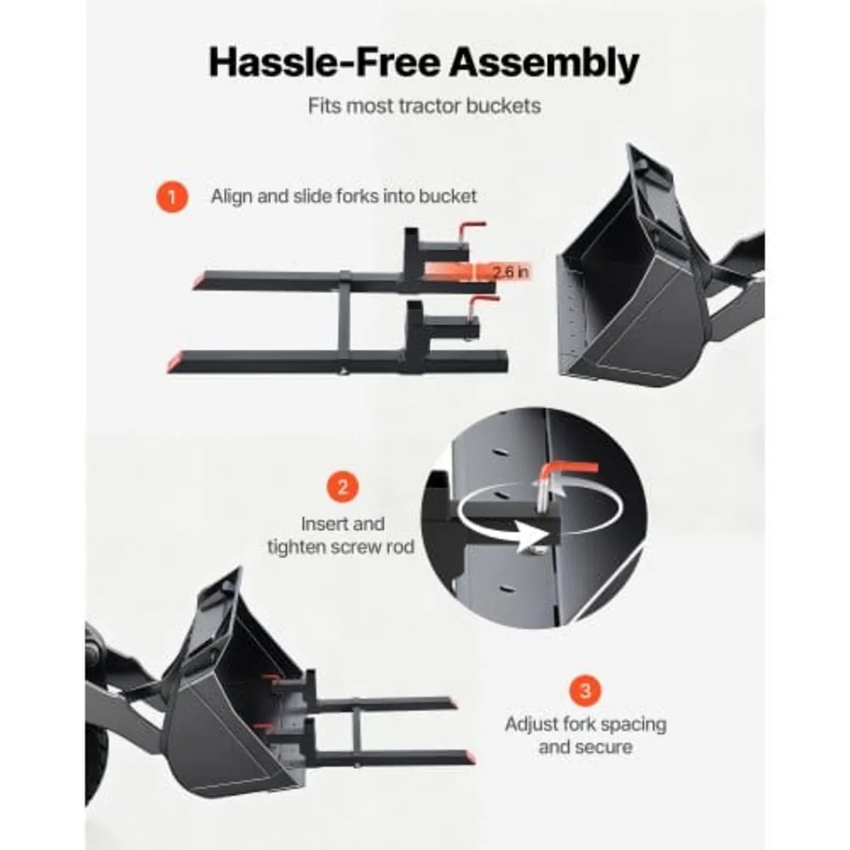 Pallet Forks, 907 kg Clamp on Pallet Forks, 109 cm - Image 2