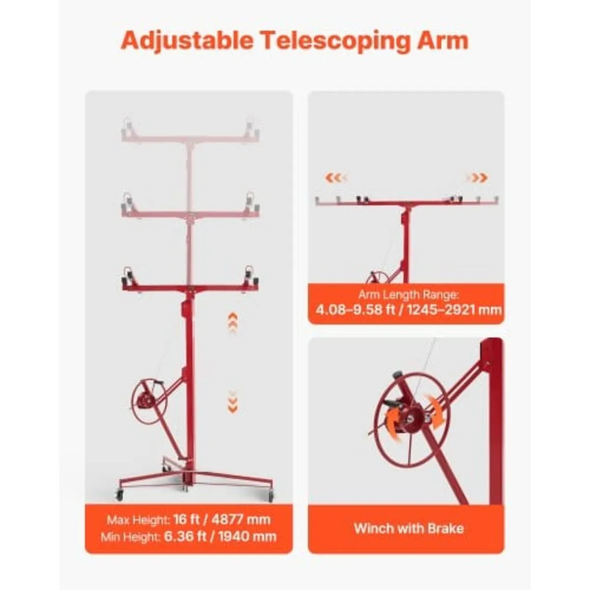 4877 mm Drywall Lift, Heavy-Duty 68 kg Sheetrock H - Image 2