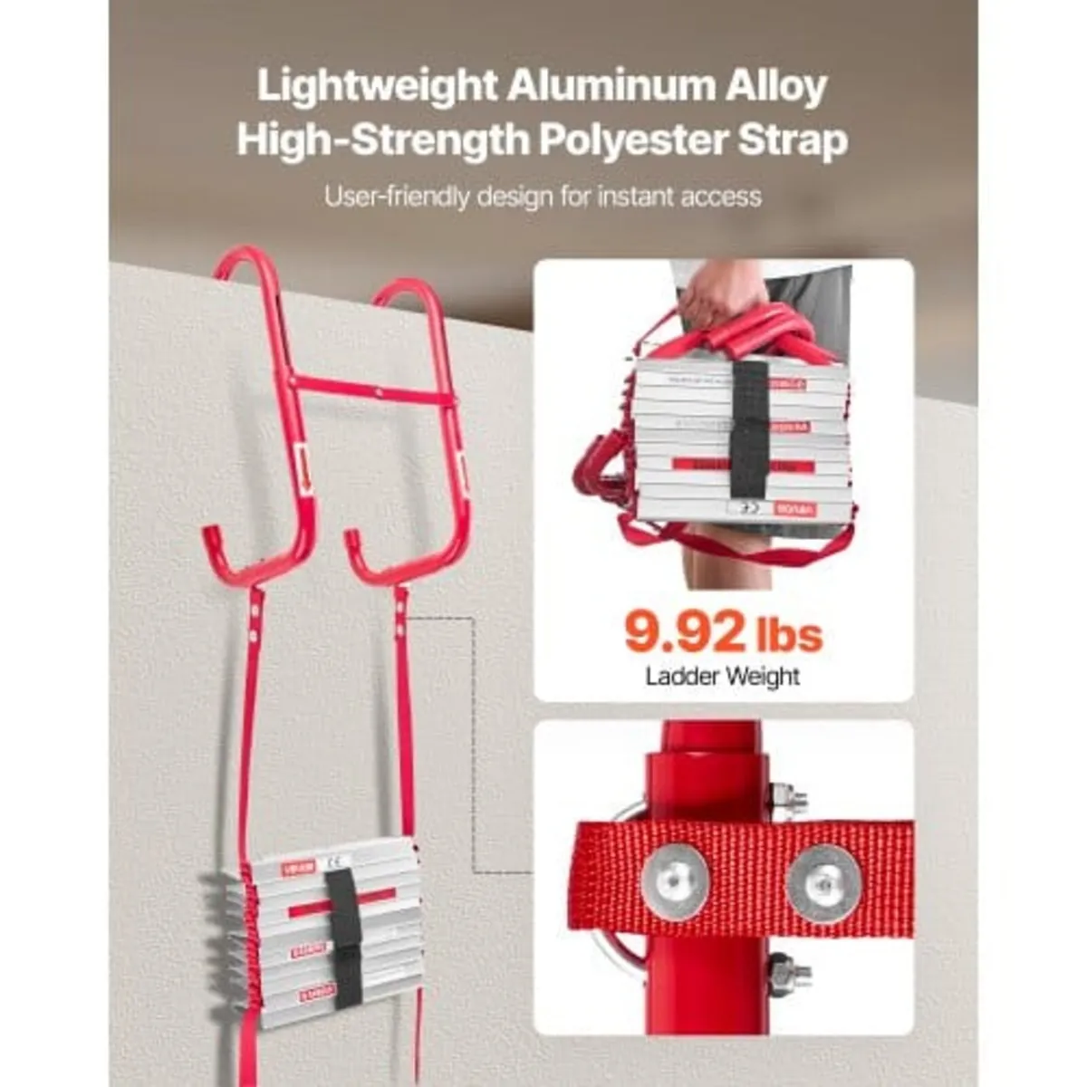 Fire Escape Ladder, 2-Story 4m Retractable Emergen - Image 4