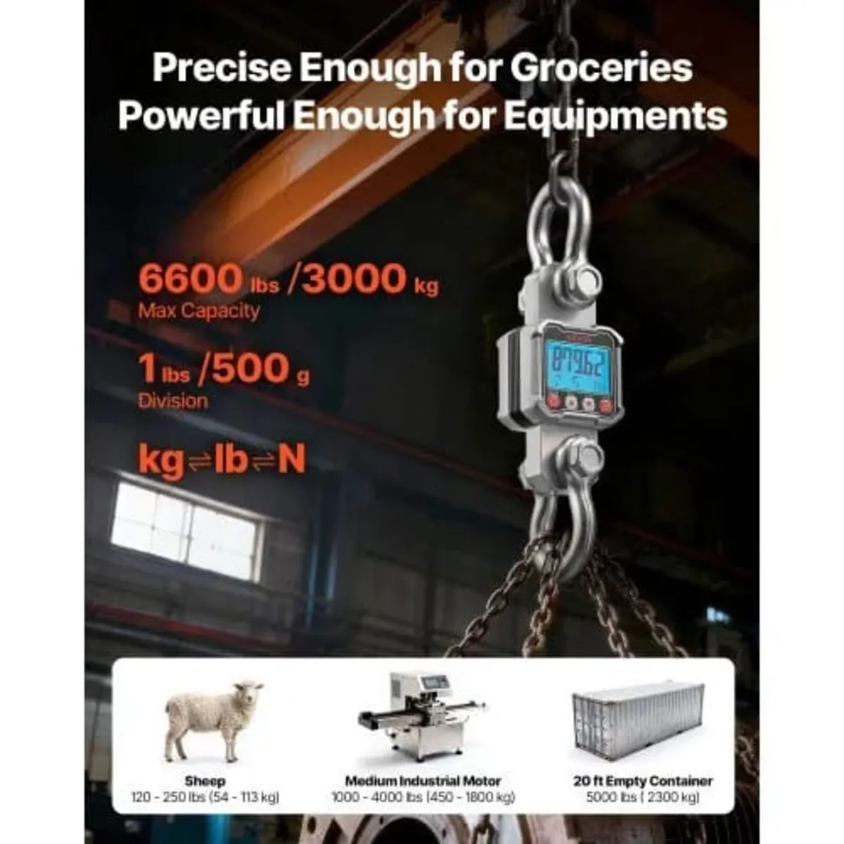 Digital Crane Scale, 6600 lbs/3000 kg Max Capacity - Image 2
