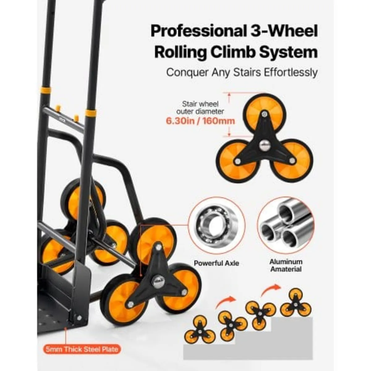 Stair Climbing Cart, 200 kg Stair-Climbing Capacit - Image 2