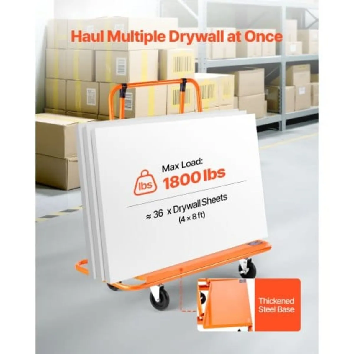 Drywall Cart Dolly, 816 kg Load Capacity, Steel Pa - Image 3