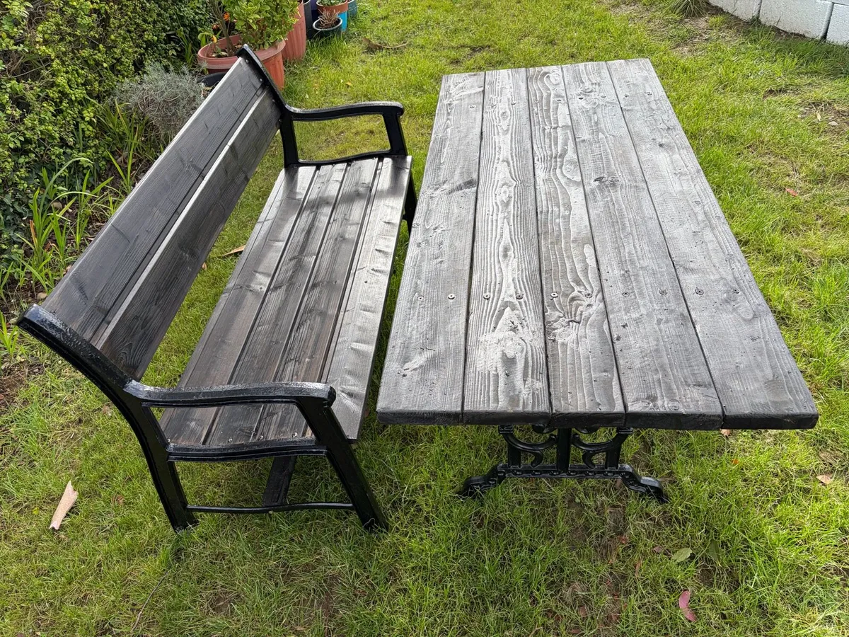 cast iron bench & cast iron table set - Image 1