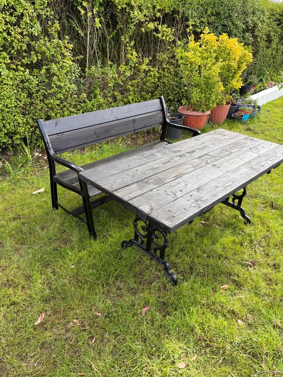 cast iron bench & cast iron table set - Image 2