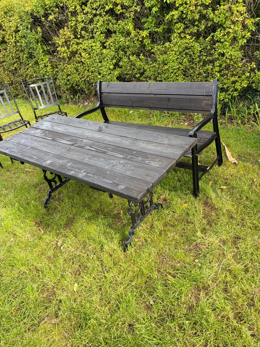 cast iron bench & cast iron table set - Image 3