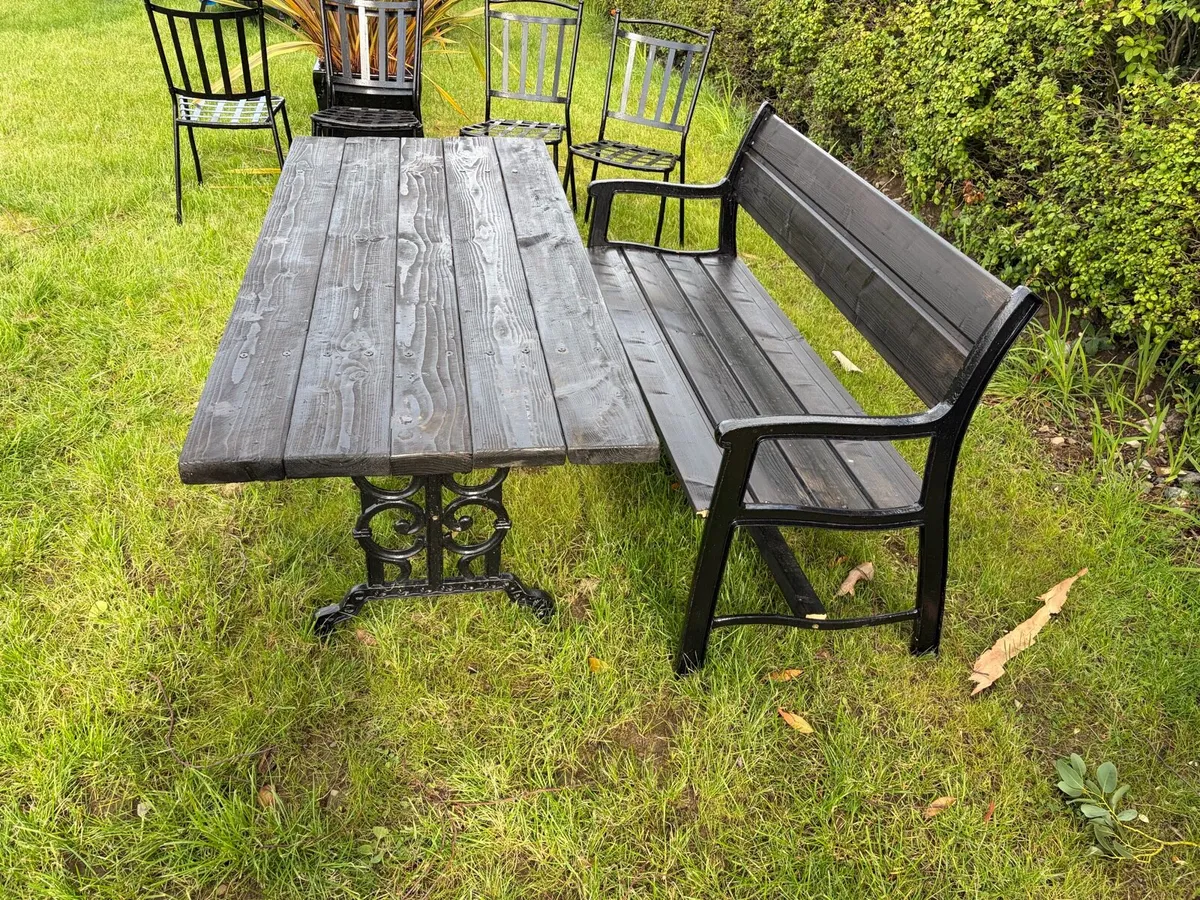 cast iron bench & cast iron table set - Image 4