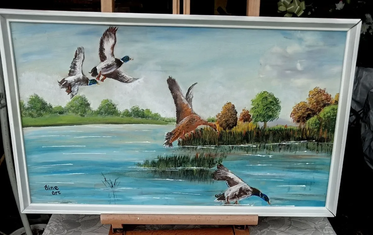 Original Painting  Ducks in Flight.