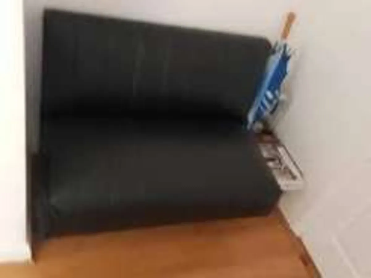 Home Office Conservatory Sofa. Black Leather Vinyl - Image 2