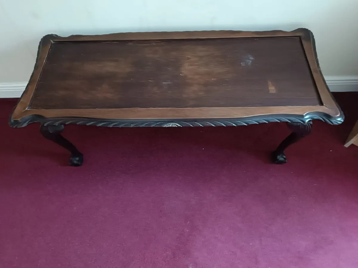 Elegant Vintage Wooden Sofa Coffee Table – Ornate - Image 3