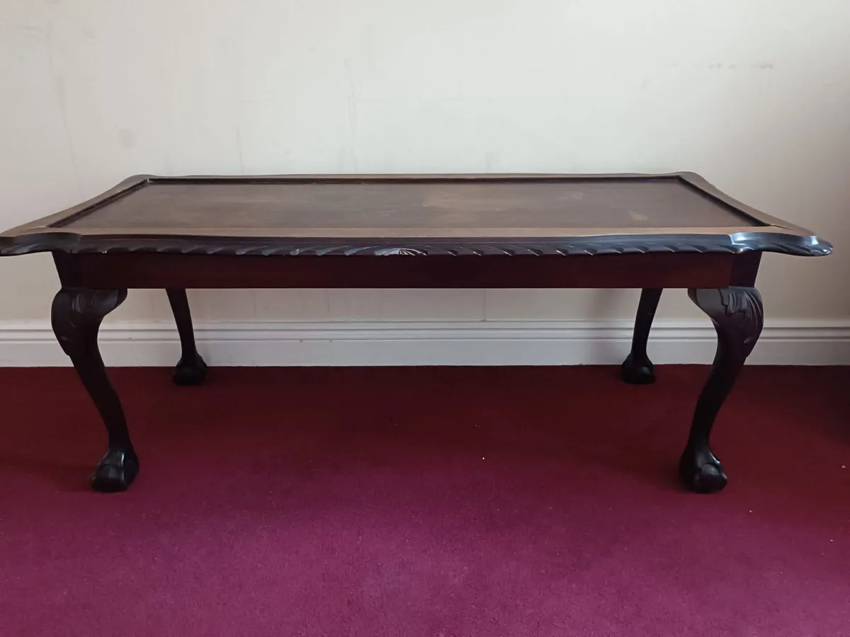 Elegant Vintage Wooden Sofa Coffee Table – Ornate - Image 1