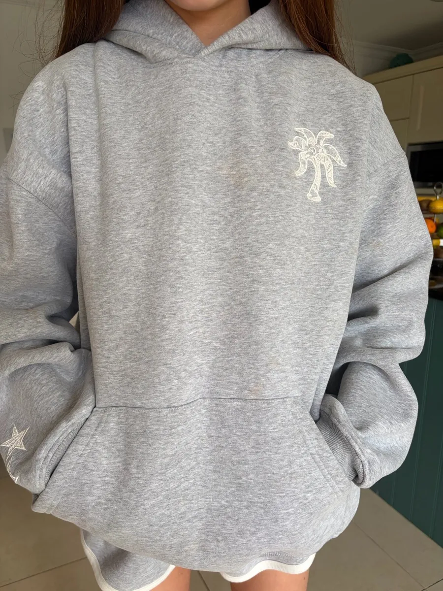 Pink Palm Puff Hoodie - Image 1