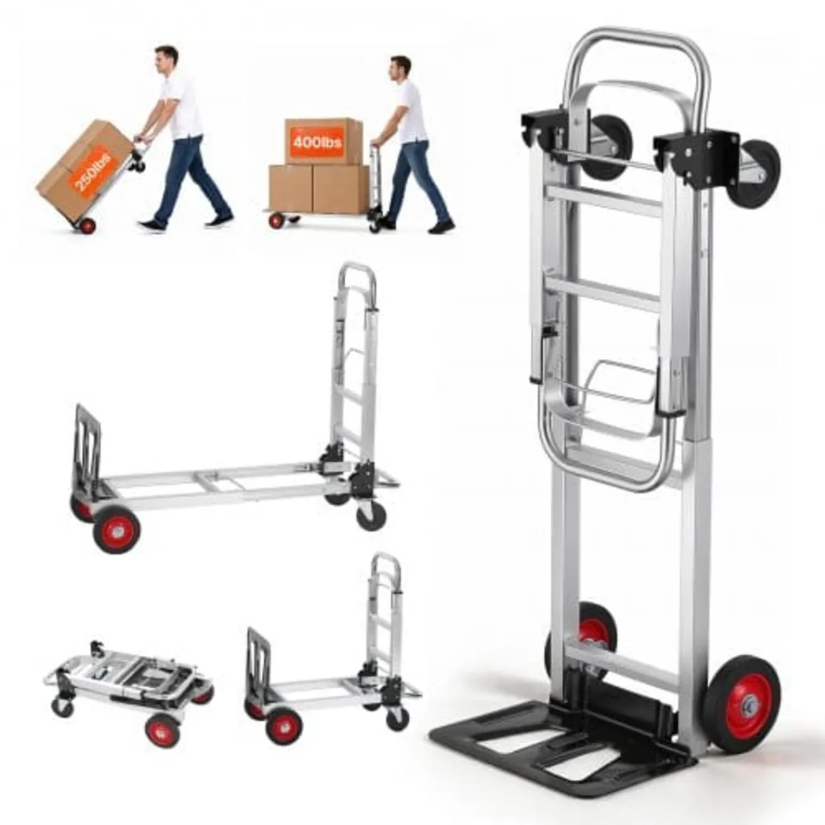 Aluminum Hand Truck, 2 in 1, 181.4 kg Load Capacit - Image 1
