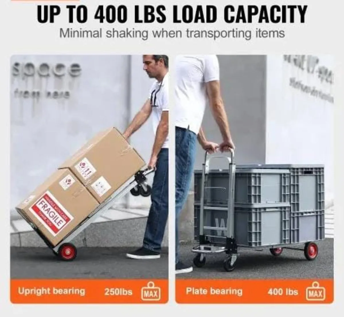 Aluminum Hand Truck, 2 in 1, 181.4 kg Load Capacit - Image 3