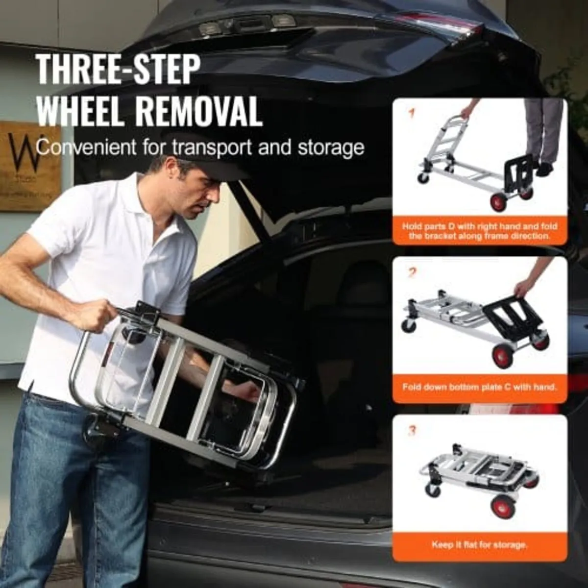 Aluminum Hand Truck, 2 in 1, 181.4 kg Load Capacit - Image 4