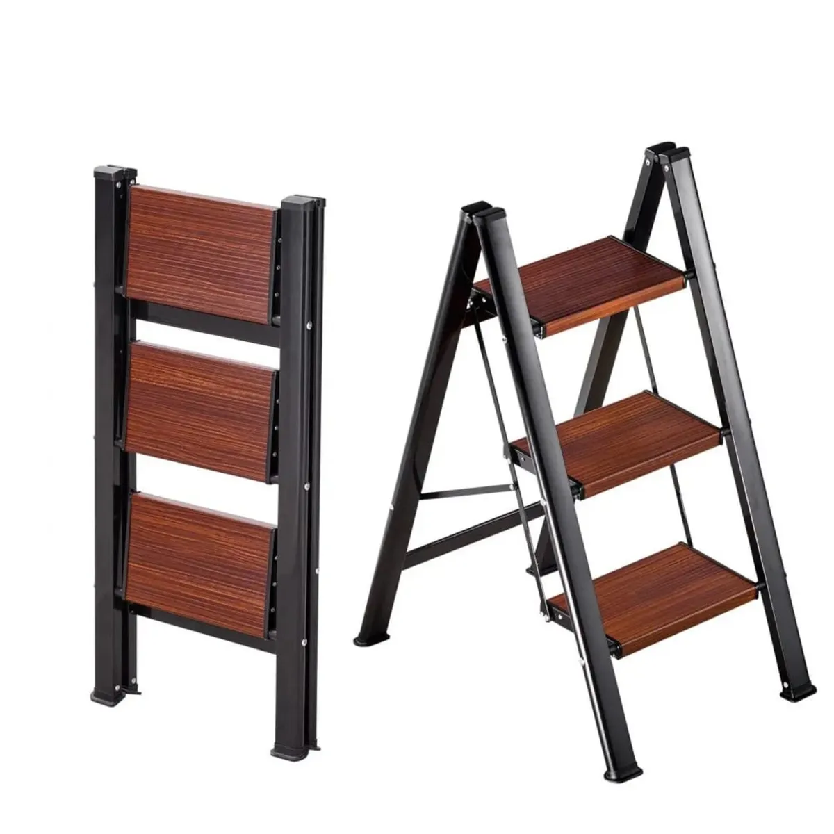 3 Step Ladder, Folding Step Stool with Wide Anti-S - Image 1