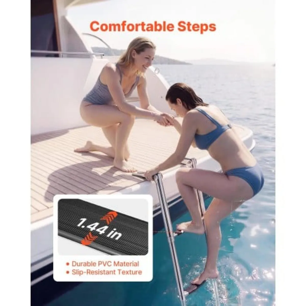 Boat Ladder, 4 Steps, Stainless Steel Telescoping - Image 2