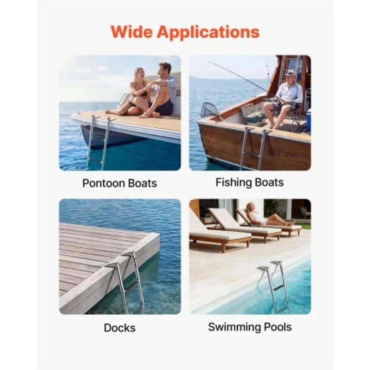 Boat Ladder, 4 Steps, Stainless Steel Telescoping - Image 3