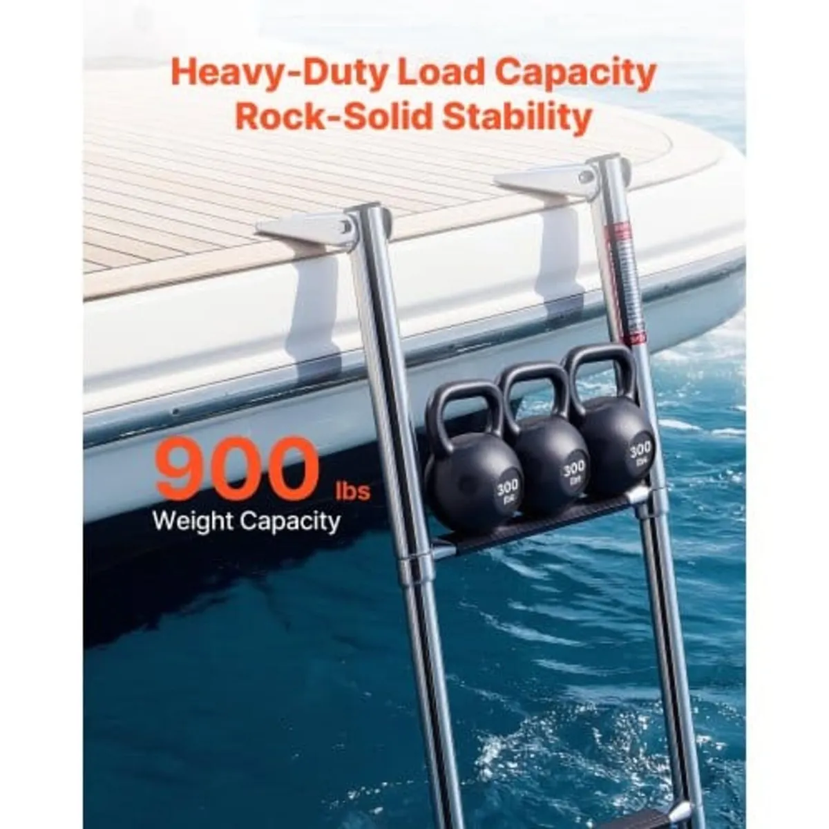 Boat Ladder, 4 Steps, Stainless Steel Telescoping - Image 4