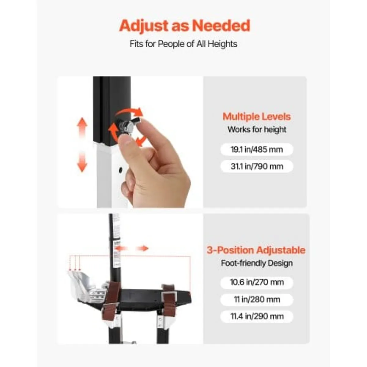 Drywall Stilts, 485-790 mm Adjustable Aluminum Pai - Image 3