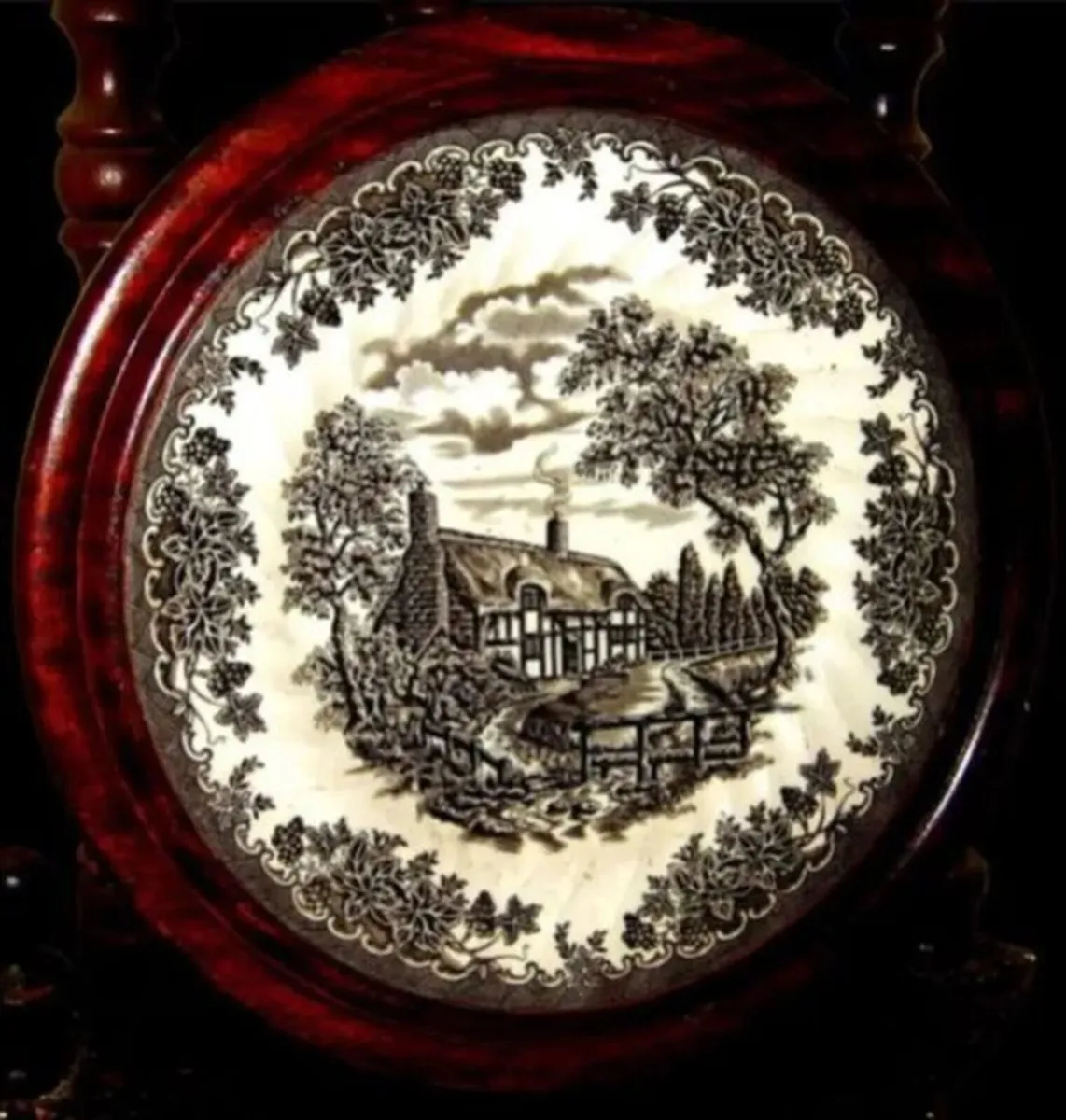 Pristine Vintage Framed Staffordshire Wall Plate - Image 1