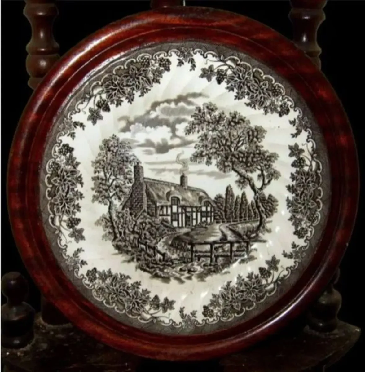 Pristine Vintage Framed Staffordshire Wall Plate - Image 2
