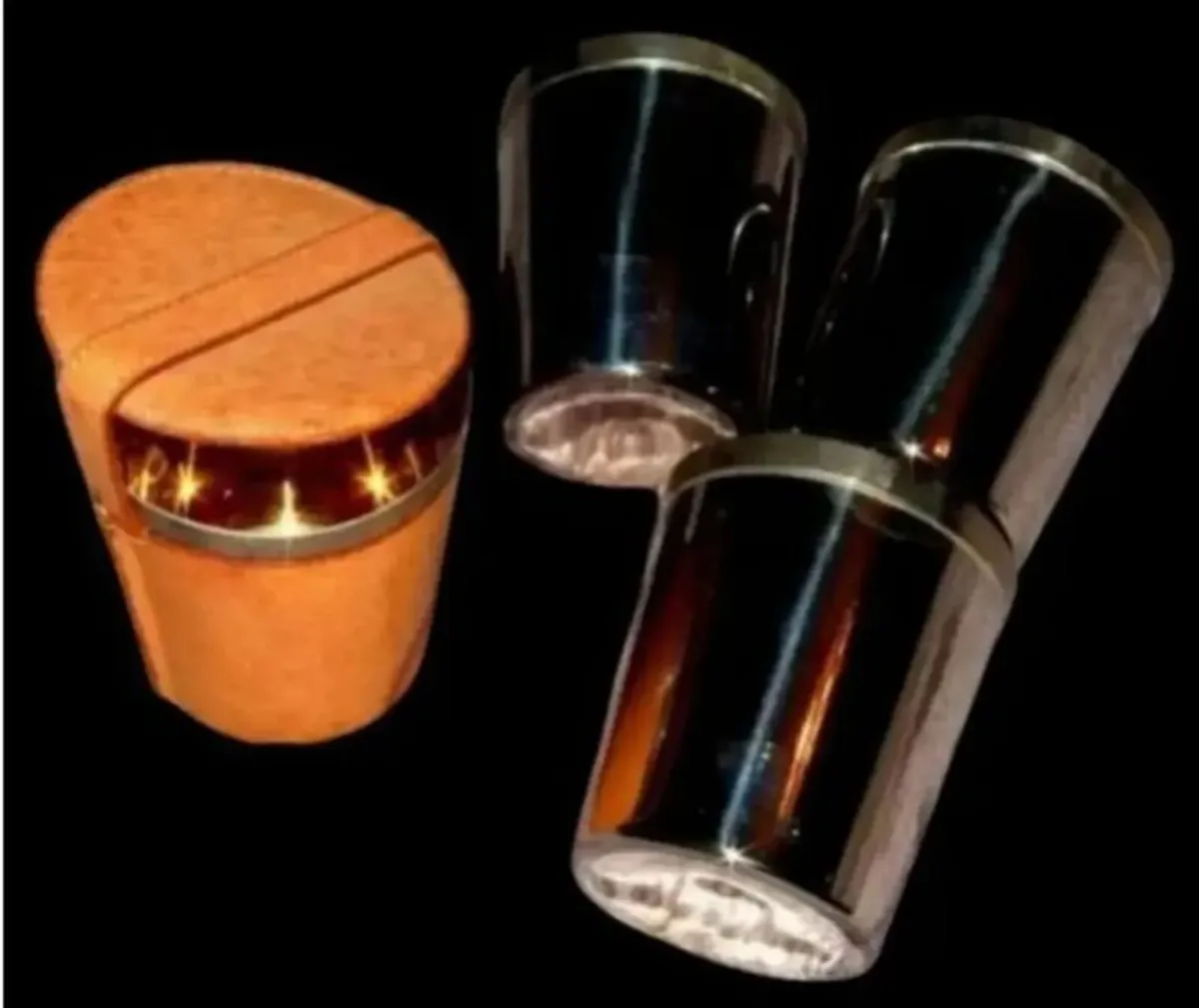 Vintage Harrods Stirrup Cups / Leather - Image 1