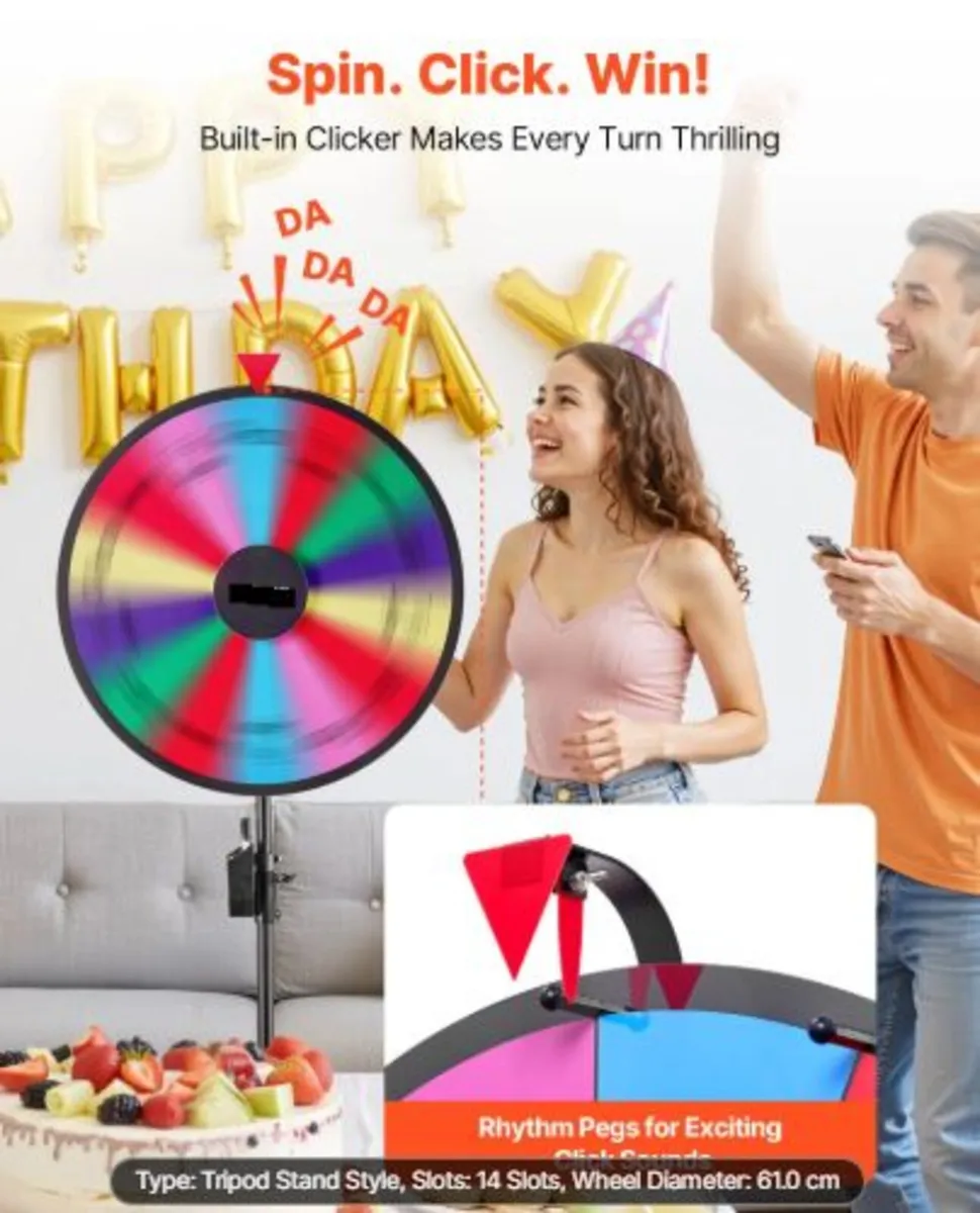 610 mm Spinning Prize Wheel, 14 Slots Spinning - Image 4