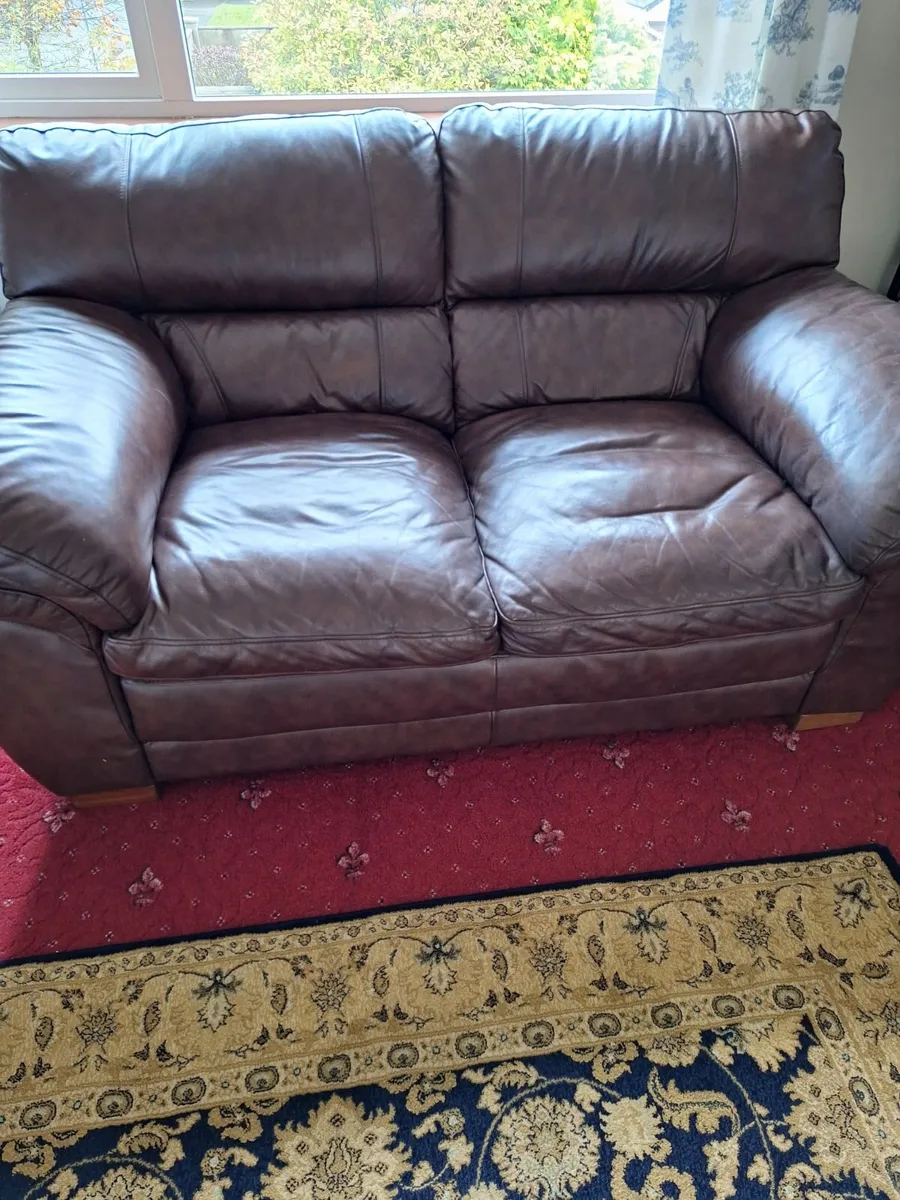 Leather sofa and armchair - Image 4