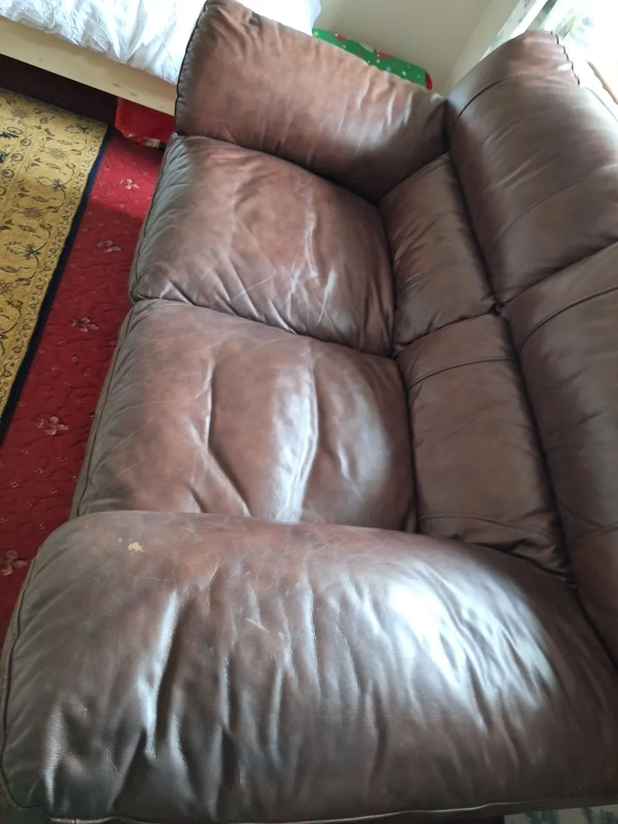 Leather sofa and armchair - Image 2