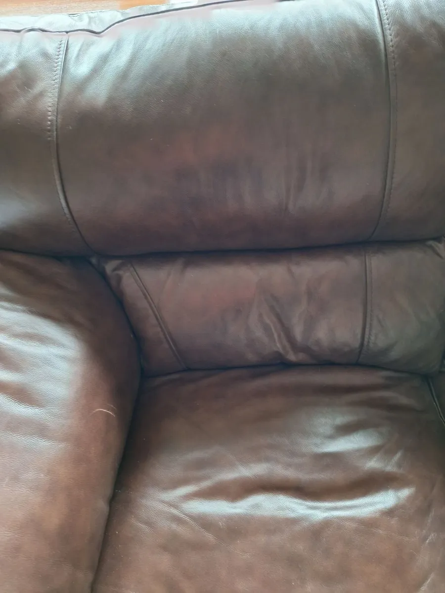 Leather sofa and armchair - Image 3