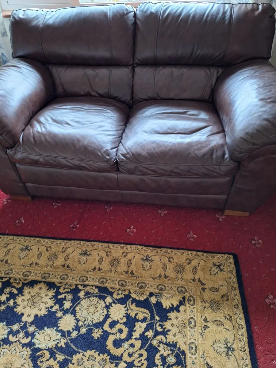 Leather sofa and armchair - Image 1