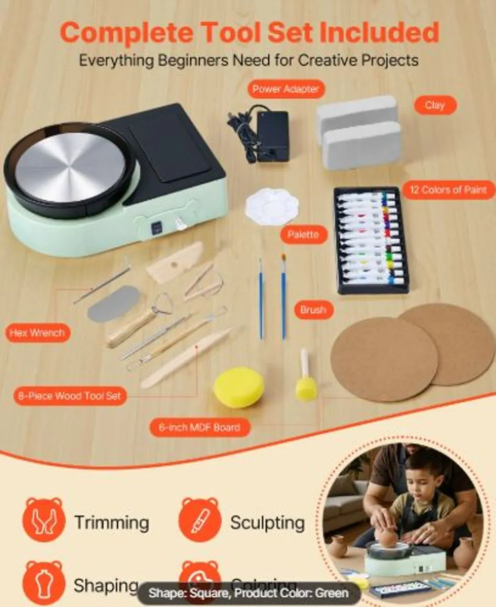 Mini Pottery Wheel, 158 mm Turntable, Forward - Image 2
