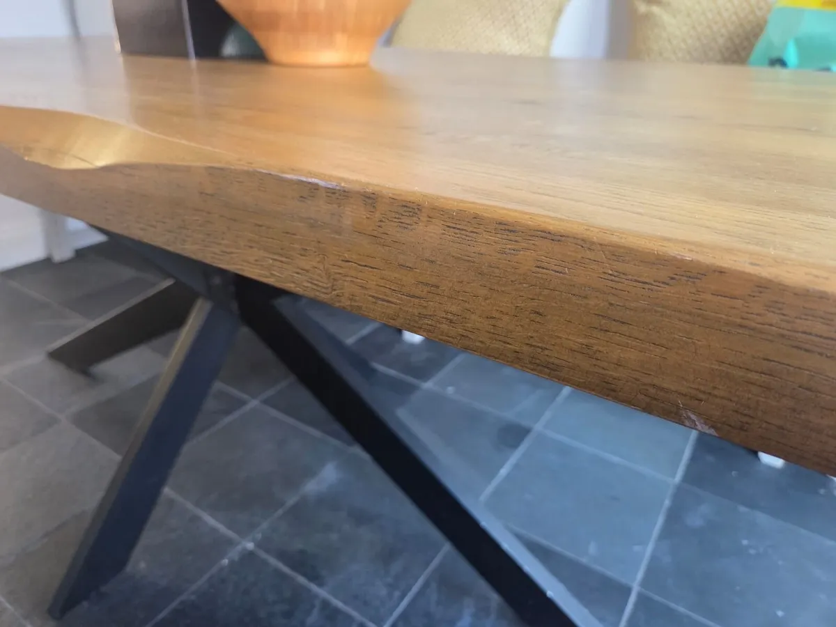 Oak Dining Table (metal base) - Image 3