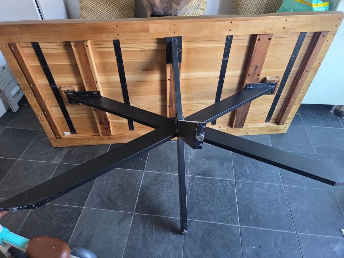 Oak Dining Table (metal base) - Image 4
