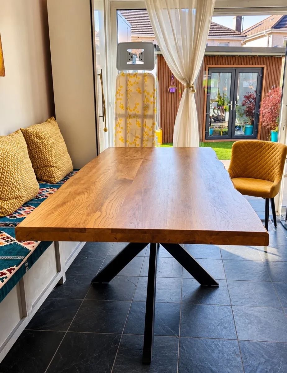 Oak Dining Table (metal base) - Image 1