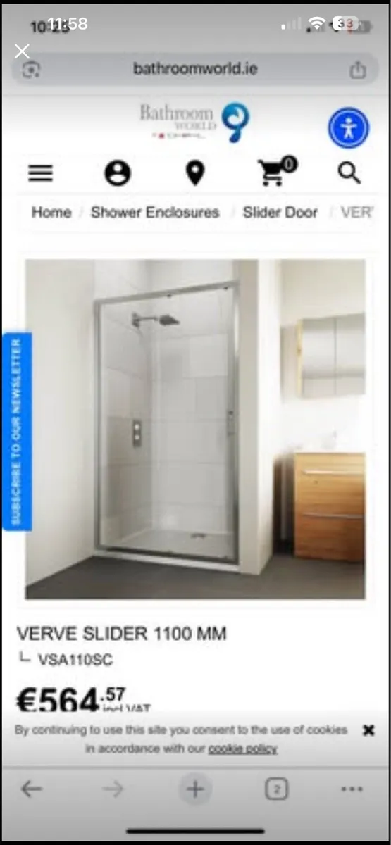 Flair verve slider shower door 1100mm - Image 1