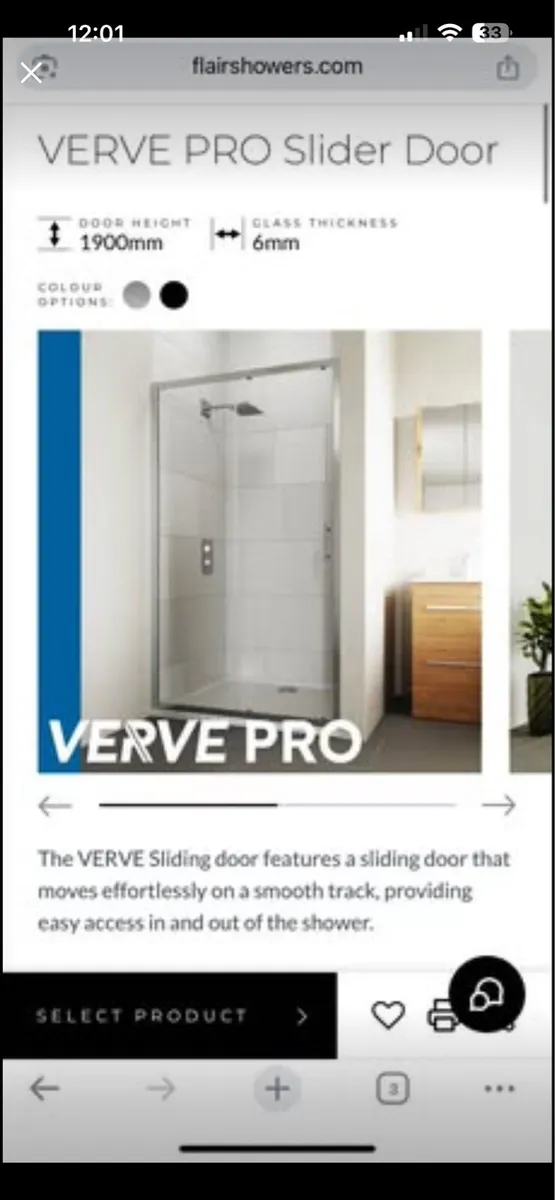 Flair verve pro slider shower door 1600mm - Image 1