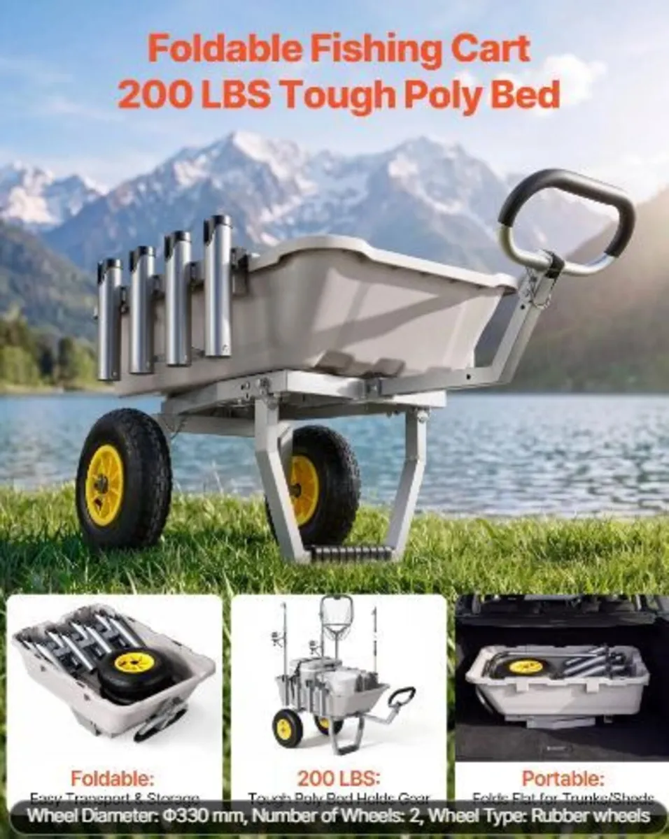 Beach Fishing Cart, 90.7 kg Load Capacity - Image 3