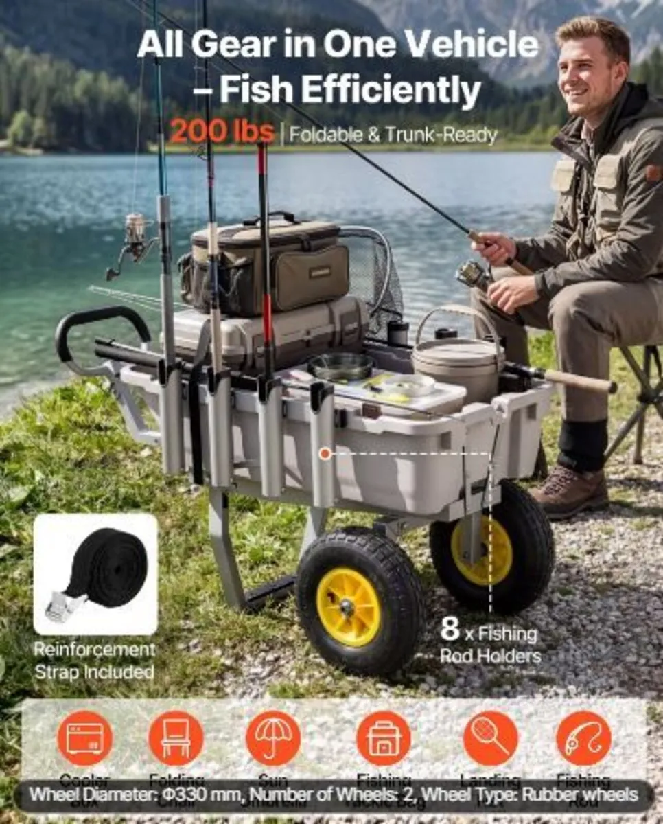 Beach Fishing Cart, 90.7 kg Load Capacity - Image 2