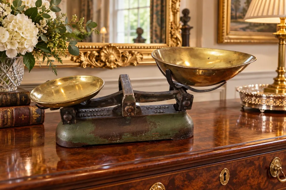 antique vintage WEIGHTING SCALES cottage pub rusti - Image 1