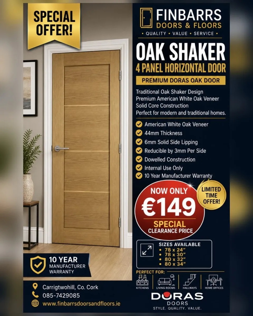 Doras Prefinished Horizontal Grooved Shaker Doors