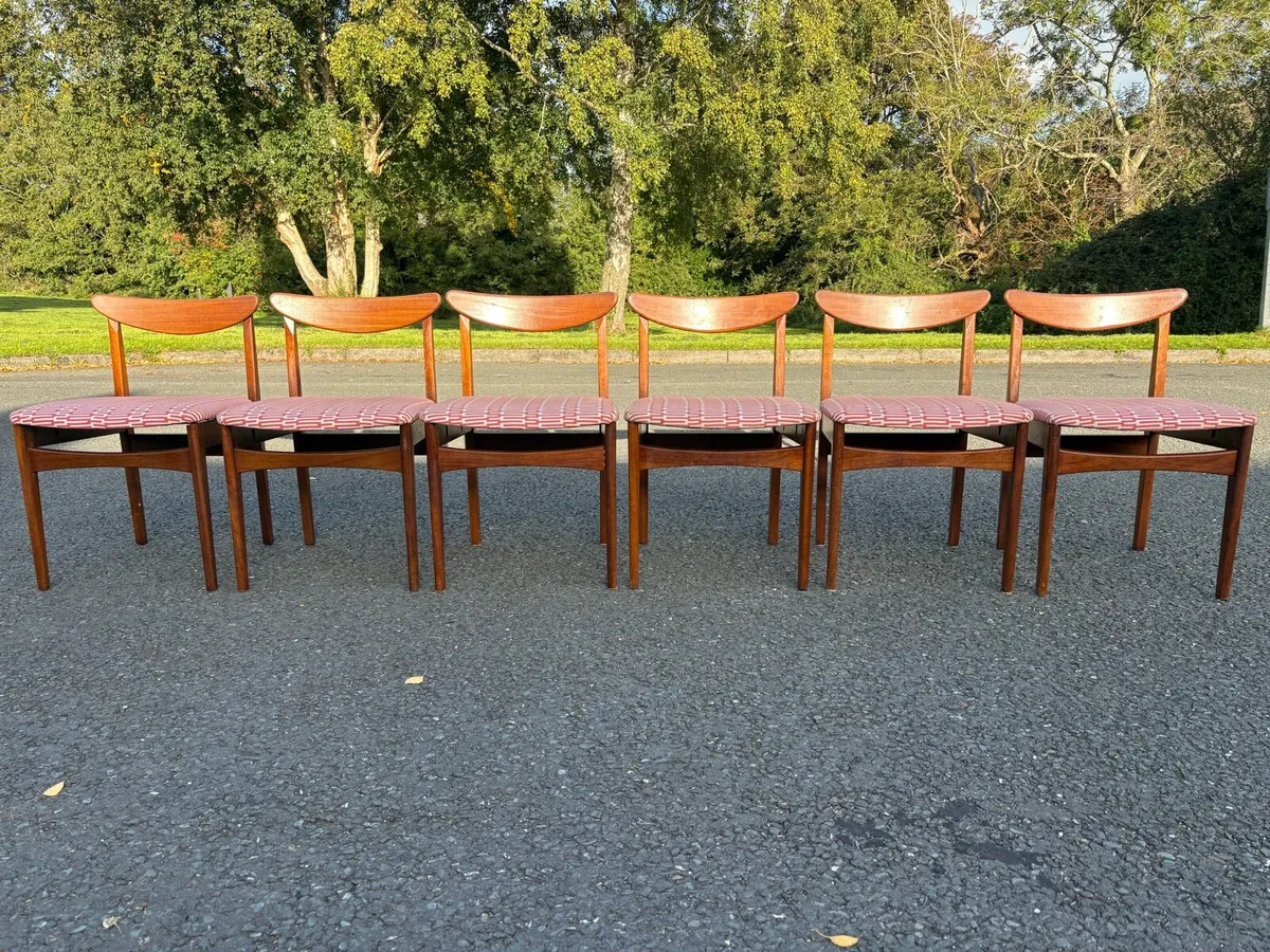 Retro vintage Danish dining chairs x6 1970s. - Image 3