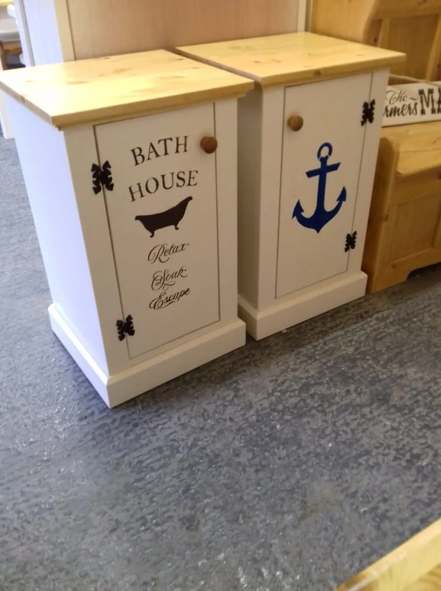 Handmade sink stands, cabinets, pine workshop - Image 2