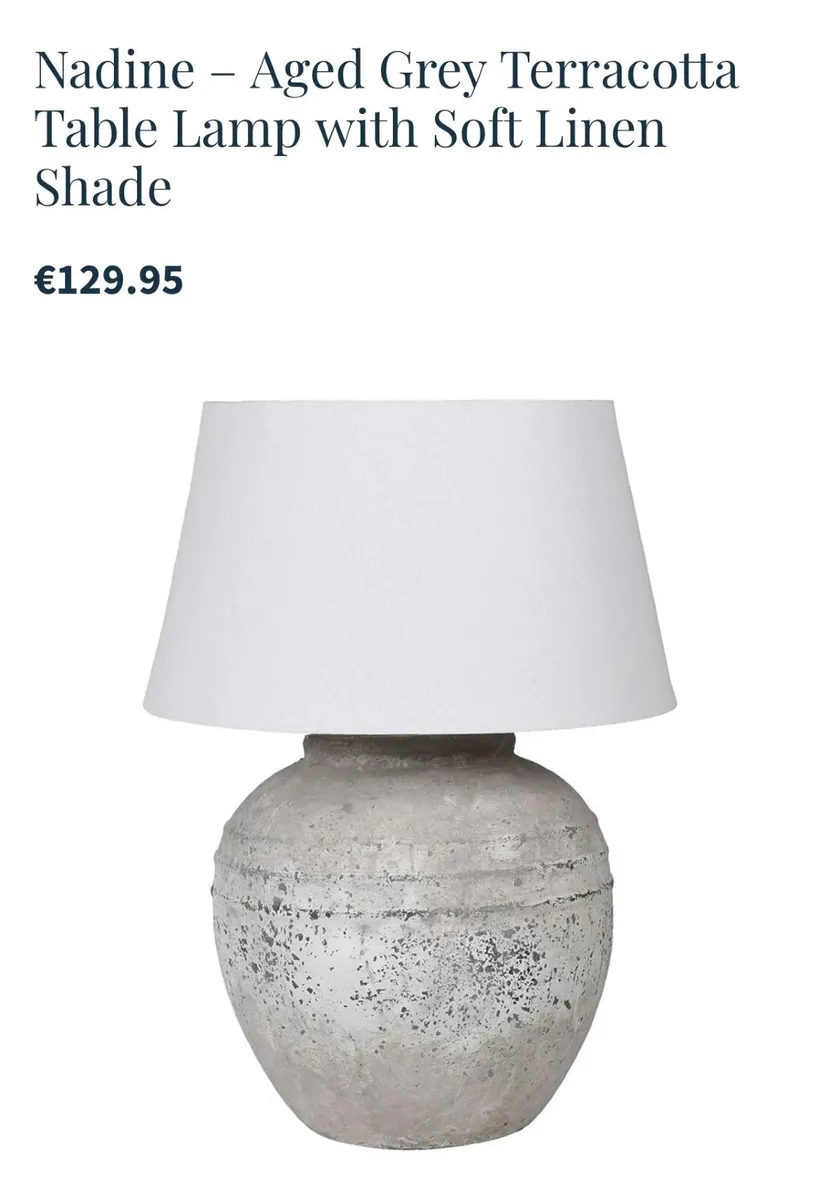 Beautiful Nadine Aged Grey Terracotta Table Lamp w