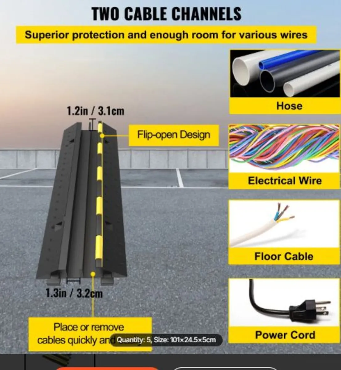 Cable Protector Ramp 101x24.5x5 cm , 5 Packs 2 - Image 4