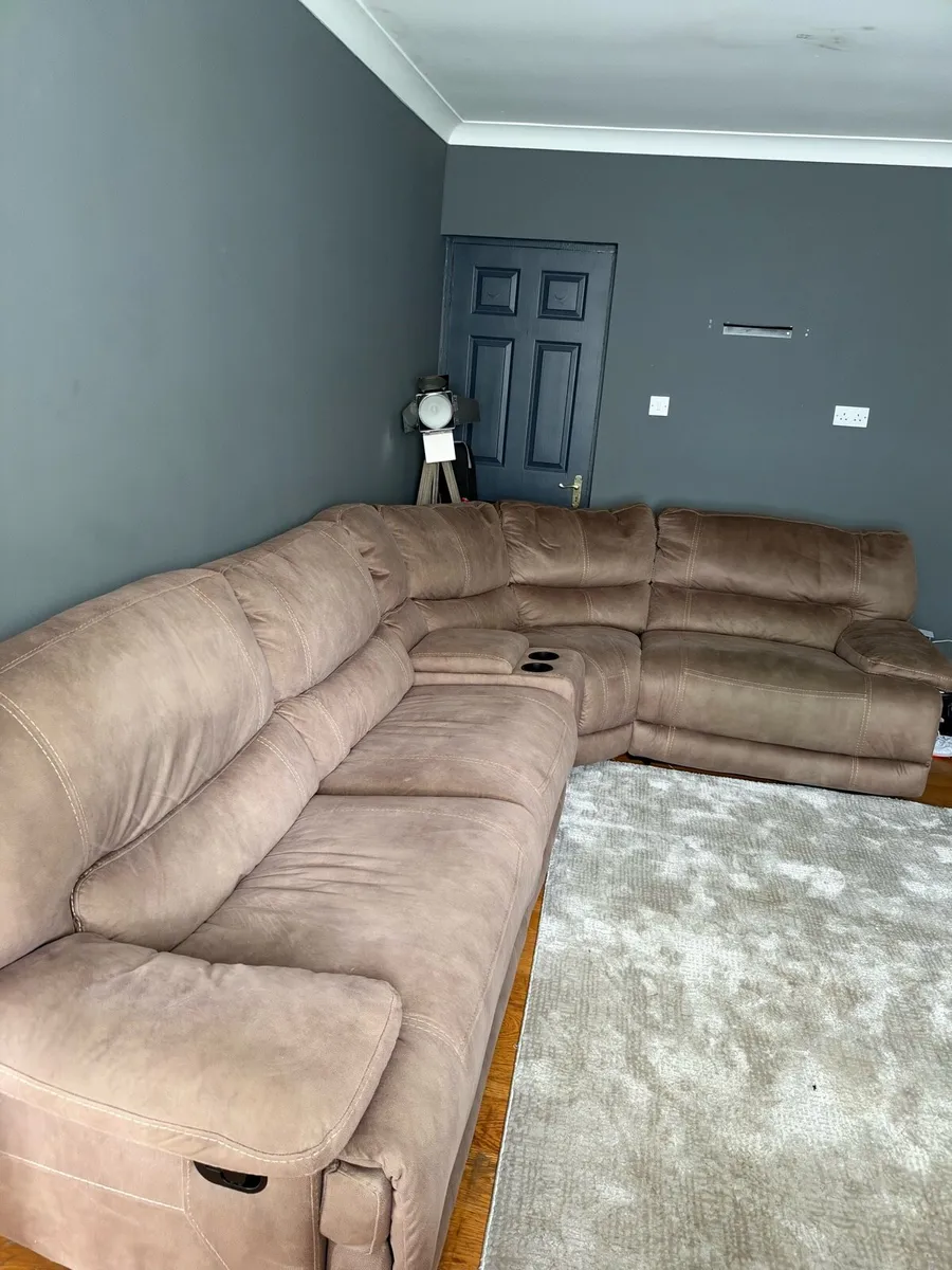 Fabric Corner Recliner Sofa - Taupe - Image 1
